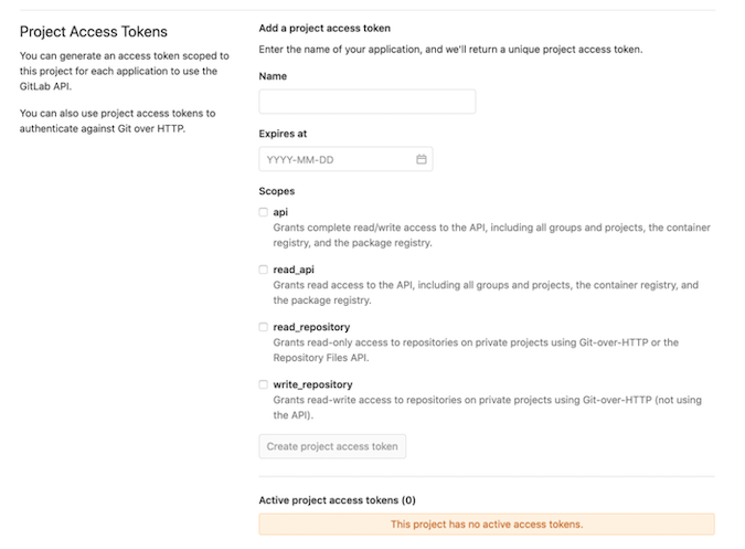 Project access tokens for GitLab.com