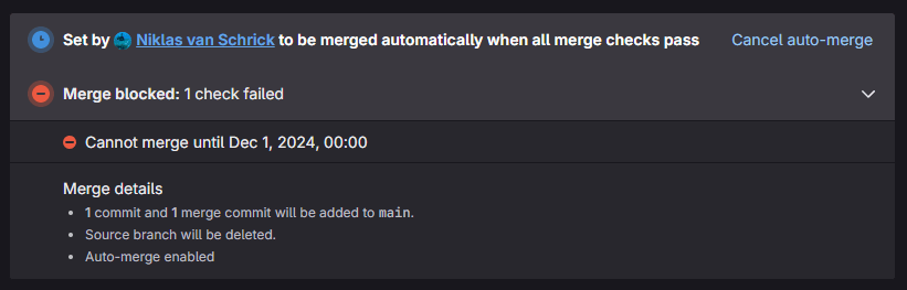 Merge at a scheduled date and time