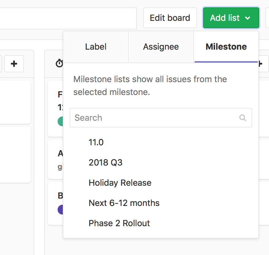 Create milestone list