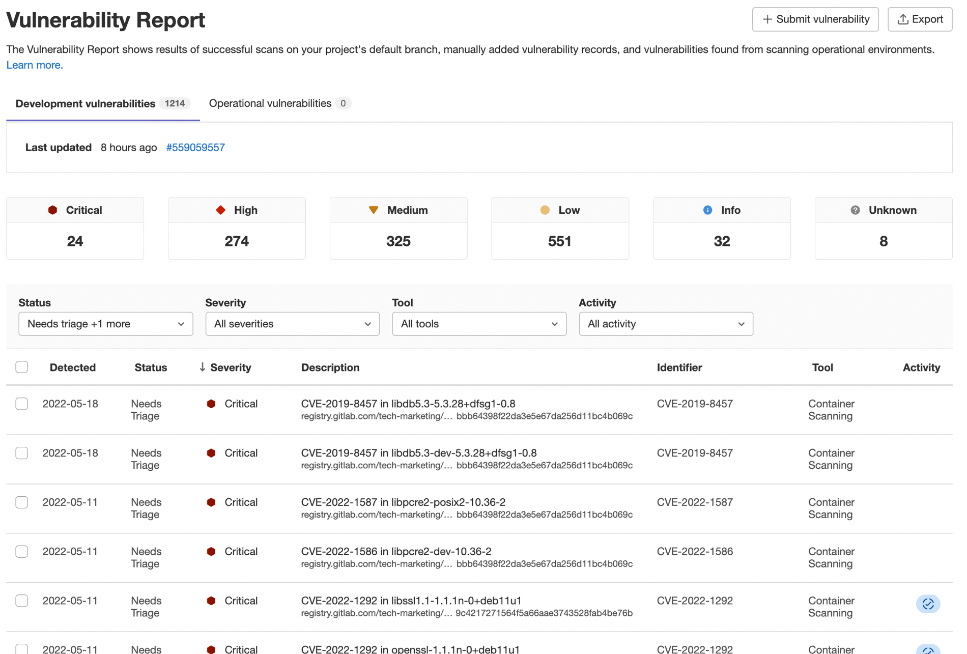 Vulnerability reports